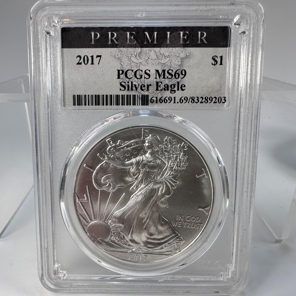 2017 (S) $1 Silver Eagle PCGS MS69 Premier Label Struck @ SF Mint "Near Perfect" - Picture 4 of 16